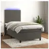 vidaXL Sommier à lattes de lit matelas et LED Gris foncé 100x200 cm