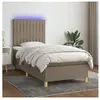 vidaXL Sommier à lattes de lit et matelas et LED Taupe 90x190 cm Tissu