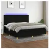 vidaXL Sommier à lattes de lit et matelas et LED Noir 200x200 cm Tissu