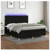 vidaXL Sommier à lattes de lit et matelas et LED Noir 180x200 cm Tissu