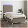 vidaXL Sommier à lattes de lit et matelas et LED Taupe 90x190 cm Tissu