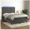 vidaXL Sommier à lattes de lit matelas et LED Gris foncé 140x190 cm