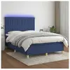 vidaXL Sommier à lattes de lit et matelas et LED Bleu 140x190 cm Tissu