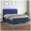 vidaXL Sommier à lattes de lit et matelas et LED Bleu 180x200 cm Tissu