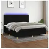 vidaXL Sommier à lattes de lit et matelas et LED Noir 200x200 cm Tissu