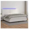 vidaXL Sommier à lattes de lit avec matelas et LED Blanc 200x200 cm