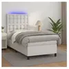 vidaXL Sommier à lattes de lit avec matelas et LED Blanc 90x190 cm