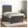 vidaXL Sommier à lattes de lit et matelas et LED Gris foncé 80x200 cm