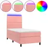 vidaXL Sommier à lattes de lit avec matelas LED Rose 200x200cm Velours