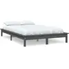 vidaXL Cadre de lit Gris 180x200 cm Bois de pin massif Super King