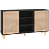 vidaXL Buffet Noir 105x30x60 cm Bois de pin massif et rotin naturel