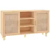 vidaXL Buffet Marron 105x30x60 cm Bois de pin massif et rotin naturel