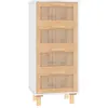 vidaXL Buffet Blanc 40x30x90 cm Bois de pin massif et rotin naturel