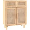 vidaXL Buffet Marron 60x30x75 cm Bois de pin massif et rotin naturel