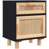 vidaXL Table de chevet Noir Bois de pin massif et rotin naturel