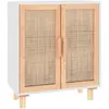 vidaXL Buffet Blanc 60x30x70 cm Bois de pin massif et rotin naturel