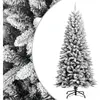 vidaXL Sapin de Noël artificiel avec neige floquée 150 cm PVC et PE