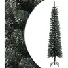 vidaXL Sapin de Noël artificiel mince avec support Vert 240 cm PVC
