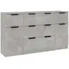 vidaXL Ensemble de buffets 3 pcs Gris béton Bois d'ingénierie