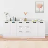 vidaXL Buffets 3 pcs Blanc Bois d'ingénierie