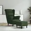 vidaXL Fauteuil à oreilles avec tabouret vert foncé velours