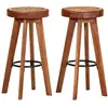 vidaXL Tabourets de bar 2 pcs Cuir véritable et bois d'acacia solide