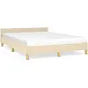 vidaXL Cadre de lit avec tête de lit Crème 140x190 cm Tissu