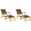 vidaXL Chaises longues d'extérieur 2 pcs Acacia massif et textilène