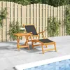 vidaXL Chaise longue d'extérieur avec table Acacia massif et textilène