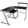 vidaXL Bureau d'ordinateur d'angle Noir 132x112x99cm Bois d'ingénierie
