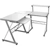 vidaXL Bureau d'ordinateur d'angle Blanc 132x112x99 cm Bois ingénierie