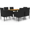 vidaXL Mobilier à dîner d'extérieur 7 pcs Résine tressée Noir