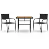 vidaXL Mobilier à dîner d'extérieur 3 pcs Résine tressée Noir