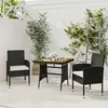 vidaXL Mobilier à dîner d'extérieur 3 pcs Résine tressée Noir