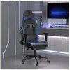 vidaXL Chaise de jeu de massage et repose-pied Noir et bleu Similicuir