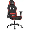 vidaXL Chaise de jeu de massage avec repose-pied Noir et rouge Tissu