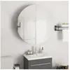vidaXL Armoire de salle de bain miroir rond et LED Gris 54x54x17,5 cm