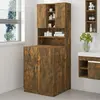 vidaXL - Wasmachinekast - bewerkt - hout - gerookt - eikenkleurig