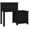 vidaXL Table de chevet Noir 79,5x38x65,5 cm Bois de pin massif