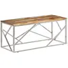 vidaXL Table basse argenté inox et bois de récupération massif
