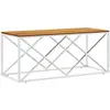 vidaXL Table basse acier inoxydable et bois massif d'acacia