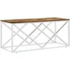 vidaXL Table basse acier inoxydable et bois massif de récupération