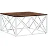 vidaXL Table basse acier inoxydable et bois massif de récupération