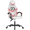 vidaXL Chaise de jeu pivotante et repose-pied Blanc et rose Similicuir
