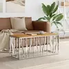 vidaXL Table basse argenté acier inoxydable et bois massif d'acacia