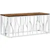 vidaXL Table basse acier inoxydable et bois massif de récupération