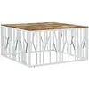 vidaXL Table basse argenté acier inoxydable/bois massif récupération