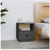 vidaXL Table de chevet Gris 40x34x45 cm Bois de pin massif
