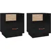 vidaXL Tables de chevet 2 pcs Noir 40x34x45 cm Bois de pin massif