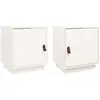 vidaXL Tables de chevet 2 pcs Blanc 40x34x45 cm Bois de pin massif